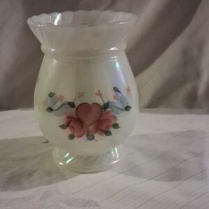 1A- Fenton Floral Heart Vase with Scalloped Rim